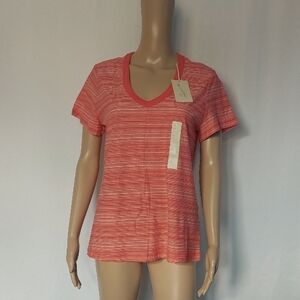 Universal Tread Red White V Neck Womens Tee‎ Size M